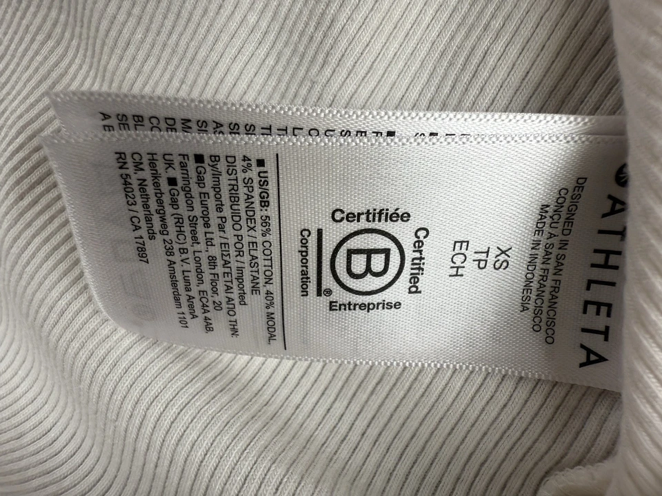 Athleta Women's XS Oversized Ivory Ribbed Open Back Long Sleeve Top Blouse - Image 3 of 4