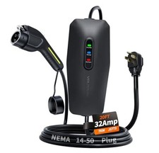 Level 2 EV Charger, 32A/7KW Electric Vehicle Portable Charger J1772 20FT-7KW