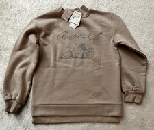 PEANUTS sz M Khaki Charlie Brown Snoopy Sweatshirt - NWT