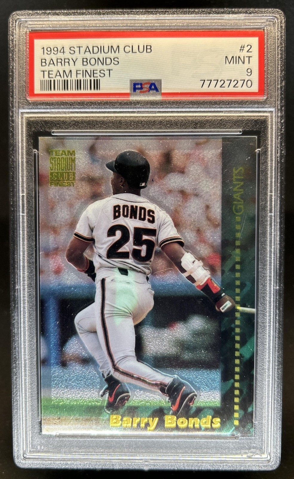 1994 Topps Stadium Club Team Barry Bonds Finest #2 Giants PSA 9 view 1