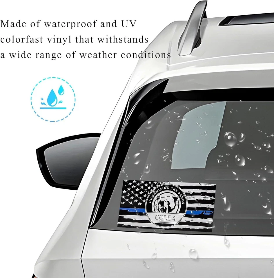 Pegatina Línea Azul Delgada Código 4, Pegatina Apoyo Policial Bandera Americana Foto 3 de 4