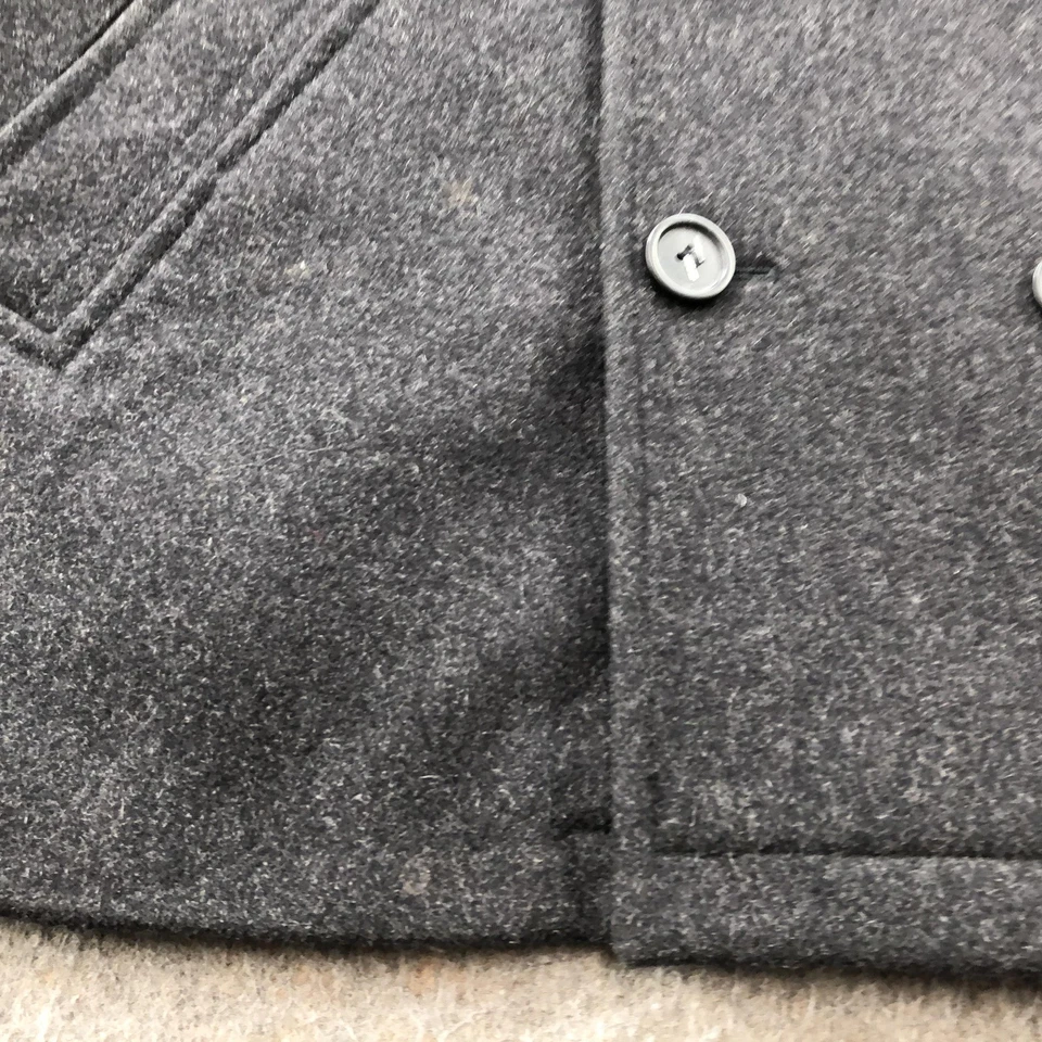 Hugo Boss Peacoat Mens Medium Charcoal Wool Blend Double Breasted Jacket - Image 4 of 4
