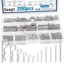 200 Pcs Cotter Pins Assortment Kit 304 Stainless Steel Hitch Pin Clip Tractor Us