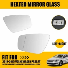 For Door Mirror Glass Heated 2012 - 15 VOLKSWAGEN PASSAT Driver&Passenger Side H