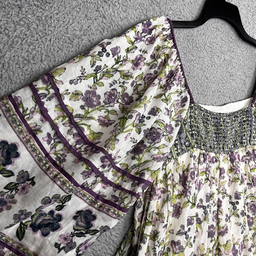Free People blusa donna grande avorio floreale boho contadina fumè OB1846452 - Foto 9 di 24