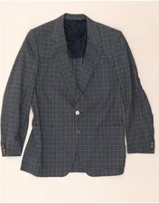 NINO CERRUTI Mens 2 Button Blazer Jacket UK 36 Small Blue Check DT85