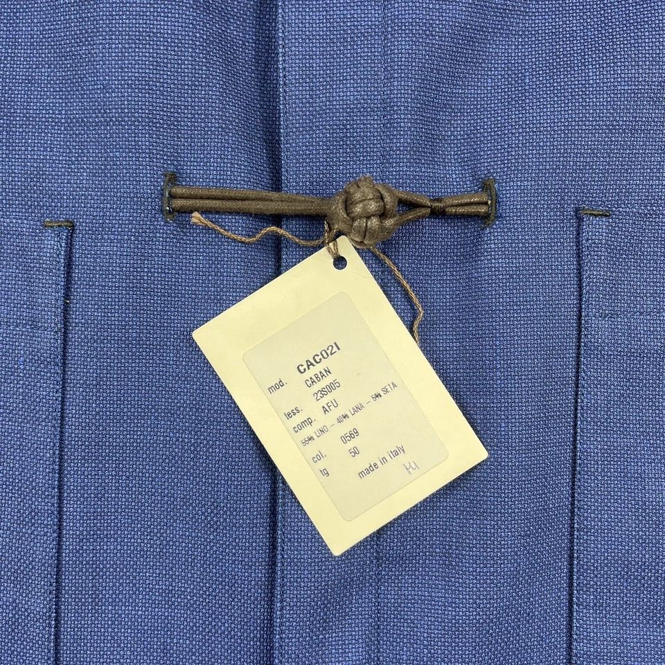 Abrigo Caruso Azul Tejido Lino Lana Seda Palanca Talla Hombre 40R Nuevo con Etiquetas Foto 2 de 4