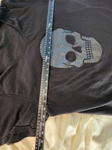 T-shirt donna 3XL Delta Ringspun scintillante teschio curvy argento nero collo maglietta - Foto 7 di 11