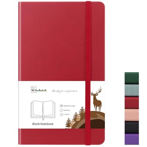 Blank Paper Notebook, Leather Journal Sketch Book with 100gsm A5 Blank BURGUNDY