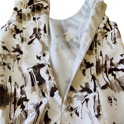 Coldwater Creek Dress Womens 8 Sleeveless Scooped Neck Brown Ivory Knee Length - Picture 7 of 11