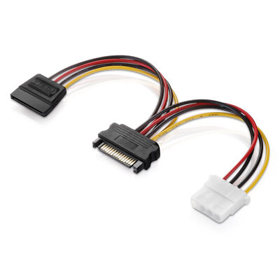 Netzteil-Adapter-Kabel 15-polig SATA-Anschluss auf 4-polig IDE und 15-polig SATA