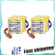 2 Pack BR-2/3AGCT4A 6V PLC Battery For FANUC A98L-0031-0025 CNC with Brown Plug