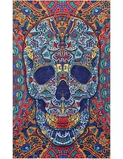Psychedelic Skull Tapestry - Large-sized, Colorful, Multi-purpose, Free shipping