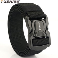 Metal Quick Release Pluggable Buckle Tactical Belt Breathable Elastic Belt