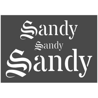 7''x10'' Clear Plastic Stencil - Name Sandy w/1'', 2'' & 3'' HL (SR348)*****
