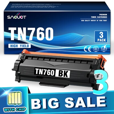TN760 TN730 Black Toner for Brother TN 760 HL-L2390DW MFC-L2690DW 3 Pack