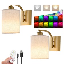 Gold Battery Operated Wall Sconces Set of 2, Rechargeable Cordless Wall Light...
