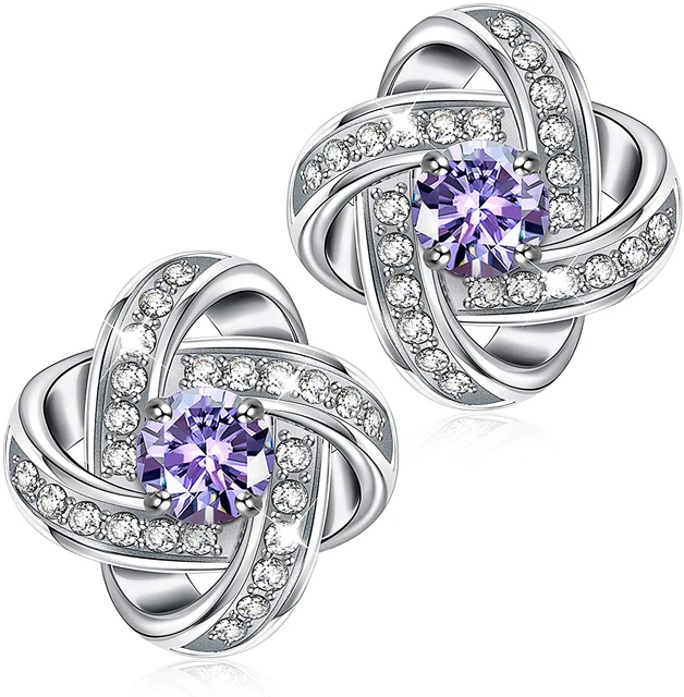 Purple Stud Oval Costume Earrings