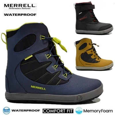 JUNGEN MÄDCHEN MERRELL WASSERDICHT THERMO WINTER SCHNEE MUCKER GUMMISTIEFEL GRÖSSE