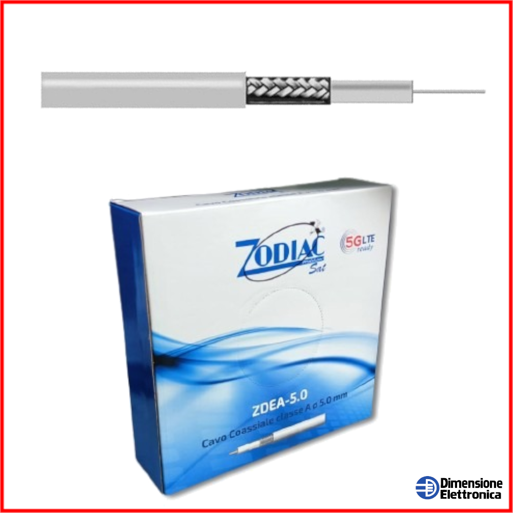 Cavo Antenna Satellitare Tv Terrestre dvbt2 5g LTE Coassiale Zodiac classe A 5mm