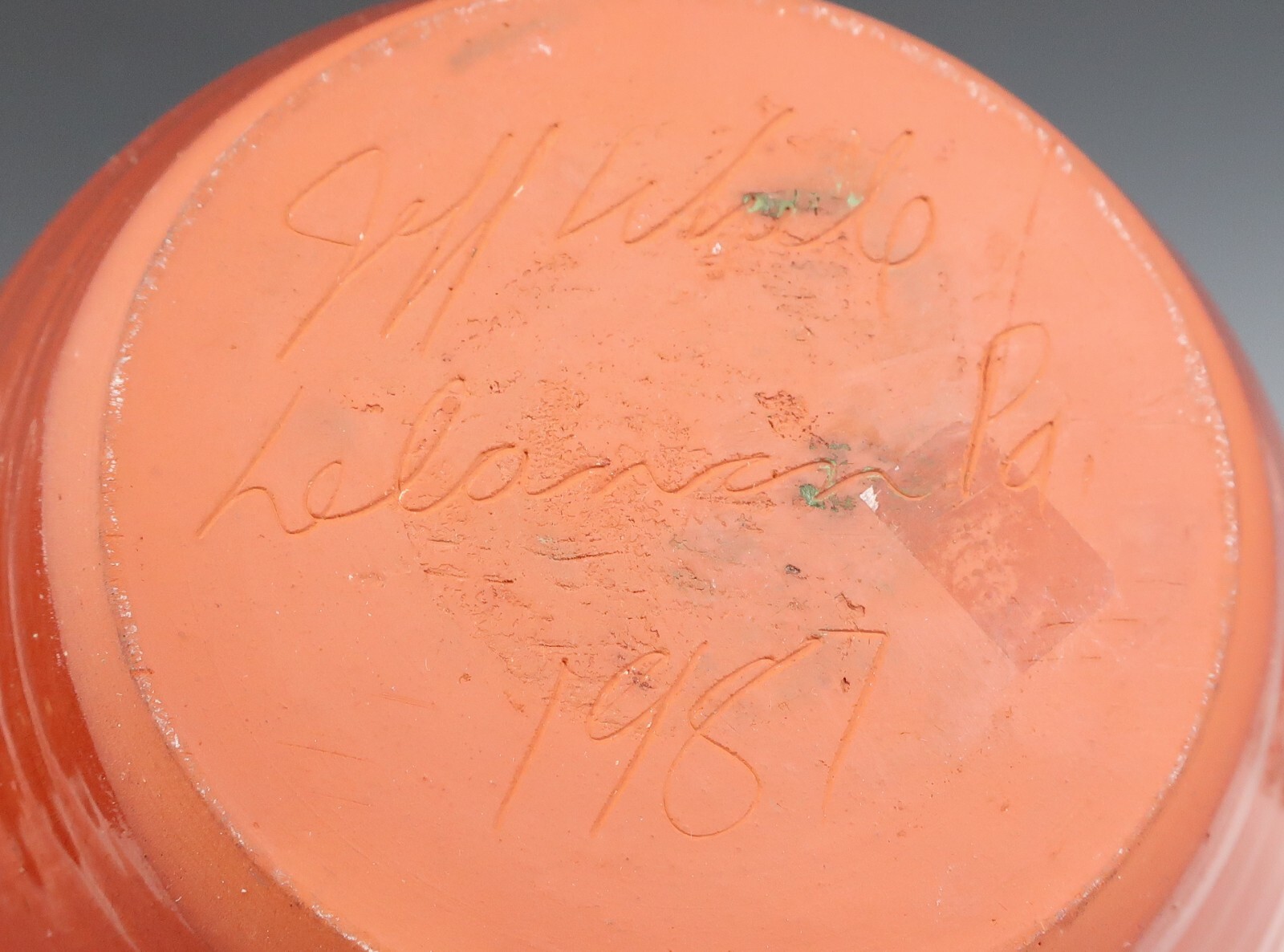 1987 Jeff White Lebanon PA Redware Sgraffito Bowl Pennsylvania Folk Art