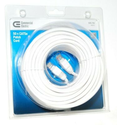 New Commercial Electric 50' Patch Cord Cat5e UTP Ethernet Cable 575718 White
