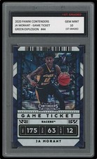 JA MORANT 2020 PANINI CONTENDERS GAME TICKET GREEN EXPLOSION 1ST GRADED 10 CARD 