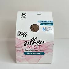 L  eggs Silken Mist Control Top Silky Sheer Leg Tights Pantyhose Nude Size B New