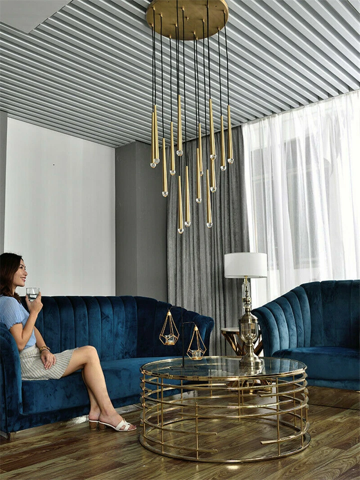 现代豪华吊坠1-32灯水晶吊灯黄铜金属吊灯 — 第 3/4 张图片