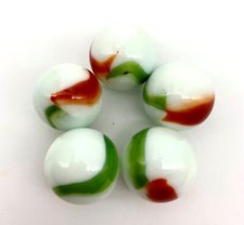 New for 2024 22mm Old Glory White Red Green Glass Shooter Marbles Pk 5