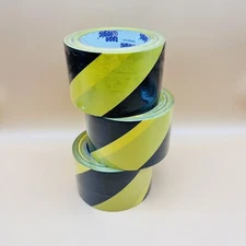 3x Tape Logic 3" x 36 yds. Black/Yellow Striped Vinyl Safety Tape