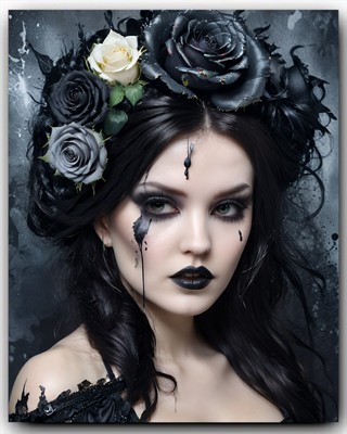 Gothic Black Rose Queen 8 x 10 inch Exclusive Art Print Collectible Photo 10034