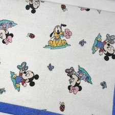 Vintage Dundee Baby Blanket Disney Mickey Minnie Pluto Flowers With Trim 44  x36  