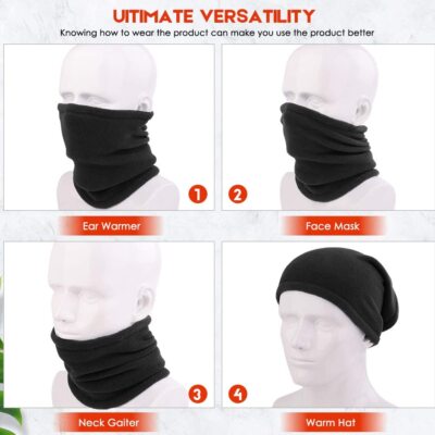 SLEEKEE 2 Pack Kids Neck Gaiter, Windproof Fleece Neck Gaiter For Kids, Winter Face Mask Suitable For Skiing, Cycling, Outdoor Sports, Multifunctional Headwear For Boys, Black - View #11