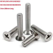 M1-M10 Phillips Countersunk Machine Screws A2 Stainless Steel Flat Head Bolts