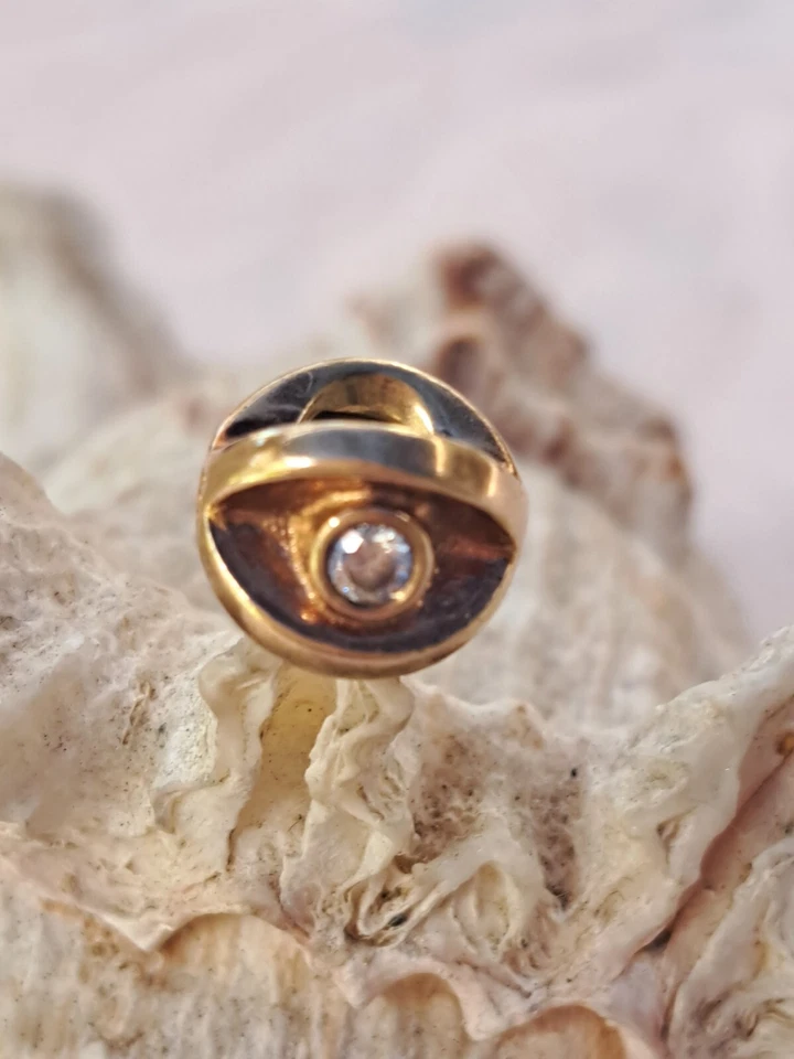 Pandora 585 Gelbgold Gold 14K Charm Auge mit weißen Stein