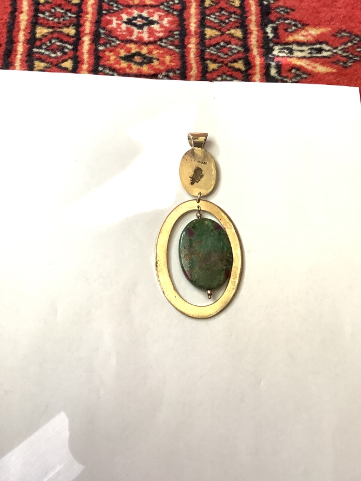 Large sterling Silver Ruby green  Zoisite Pendant… - image 2