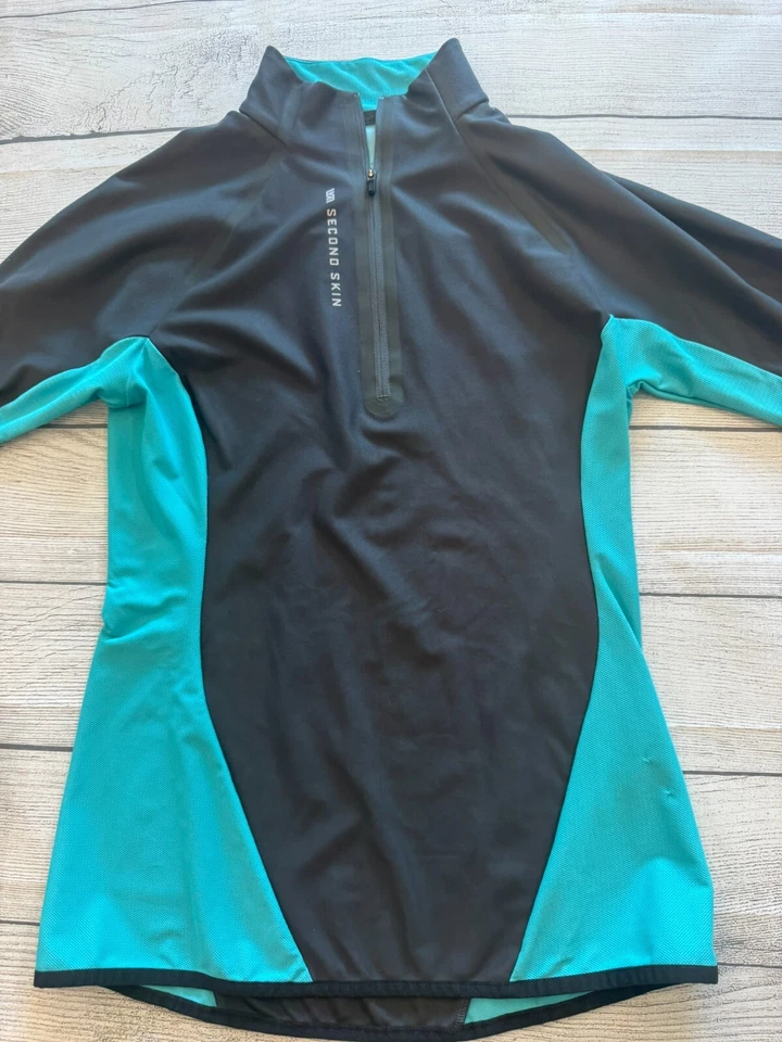 Second Skin Activewear Shirt Womens Small Base Layer 1/4 Zip Knit - Image 3 of 4