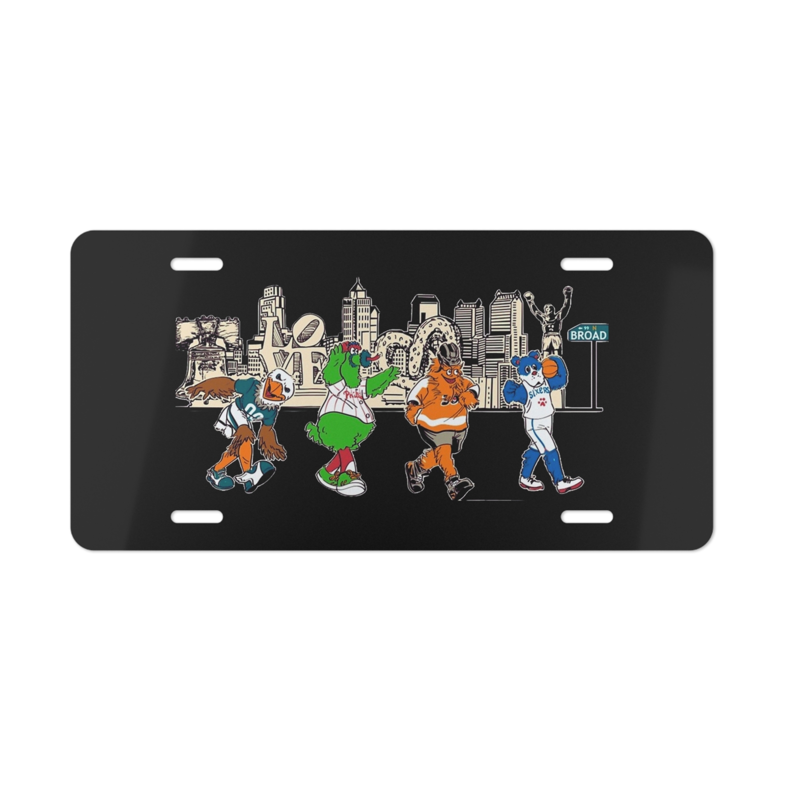 Philadelphia Sports Mascots License Plate - Eagles, Phillies, Flyers, 76ers Gift