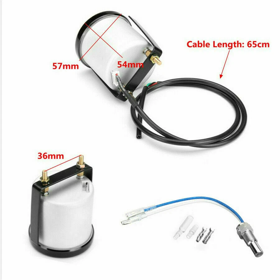 Medidor de Temperatura de Agua Medidor de Temperatura LED 2" 52mm 1/8 NPT Sensor Puntero 7 Colores Foto 4 de 4