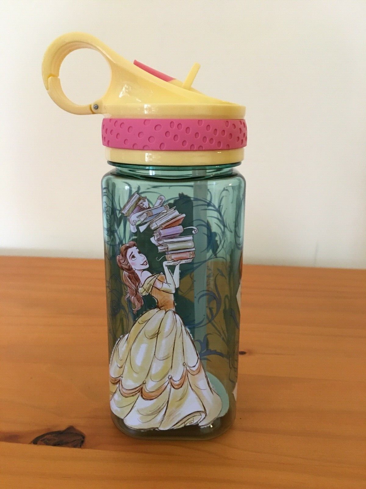 New Disney Store Belle Water Bottle Straw 16 oz Beauty and the Beast