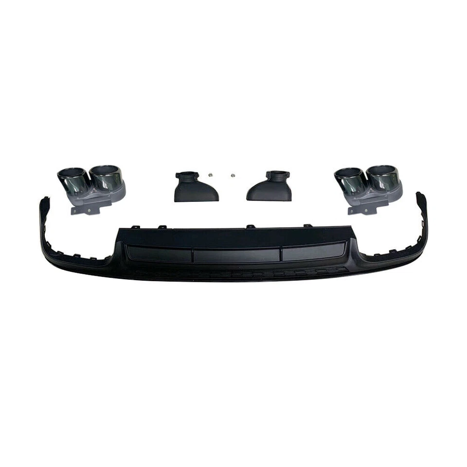 For Audi A7 Quattro Sportback PP Rear Bumper Diffuser Lip W/ Black Exhaust Tips - Image 3 of 4