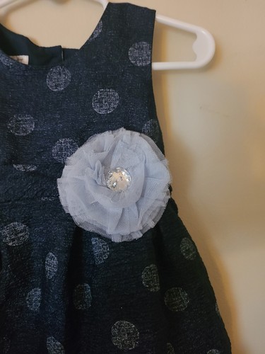 Pippa & Julie Girls Navy Blue Polka Dot Sleeveless Party Dress SZ 3T Fully Lined - 第 3/6 張圖片