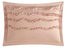 Chic Home Meghan Blush 1 Pillow Sham 100% Cotton Wave Pattern Ruffled 20x28” NEW