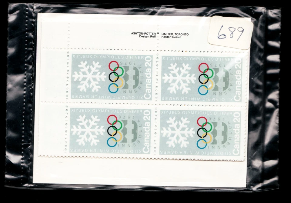 1976 - #689 Winter Olympic Postage Stamps - Inscription Block Set - cv$25 - Image 2 of 2