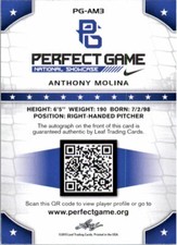 ANTHONY MOLINA 2015 Leaf Perfect Game NIKE All-American SHOWCASE Auto Rookie