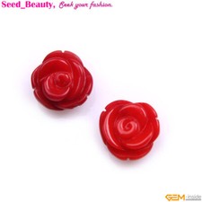 Natural Half-drilling Flower Coral Rose Loose Dyed Beads For Jewelry Making DIY