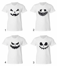 HALLOWEEN PUMPKIN FACE YOUTH T-SHIRT BELLA  CANVAS COTTON JERSEY TEE WHITE