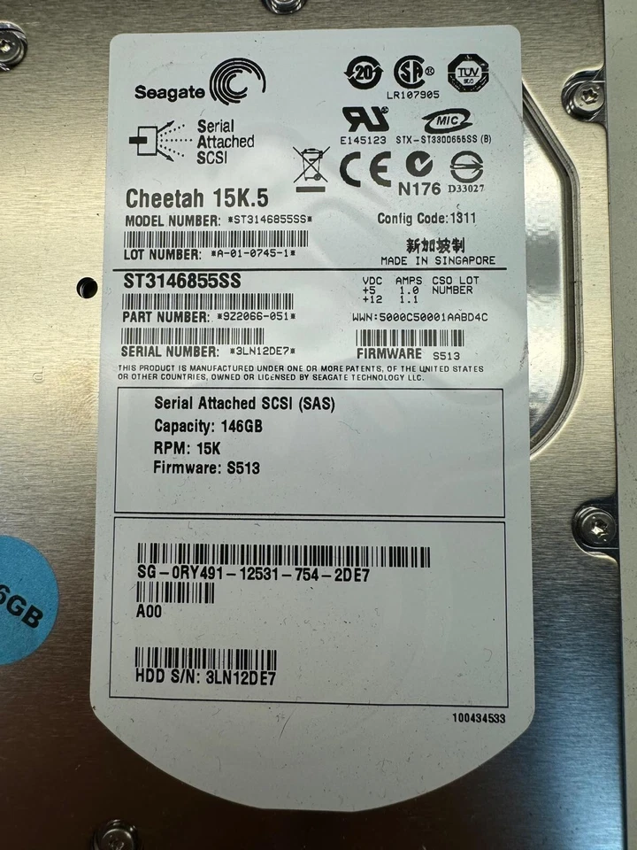 SEAGATE ST3146855SS 9Z2066-051 146GB 15K RPM 16MB CACHE 3Gb/s SAS 3.5" HDD - Image 3 of 4