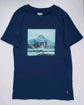 LEVI'S Dark Blue Signature Peace Infinite Positivity Geometric Shirt Sz. Medium 